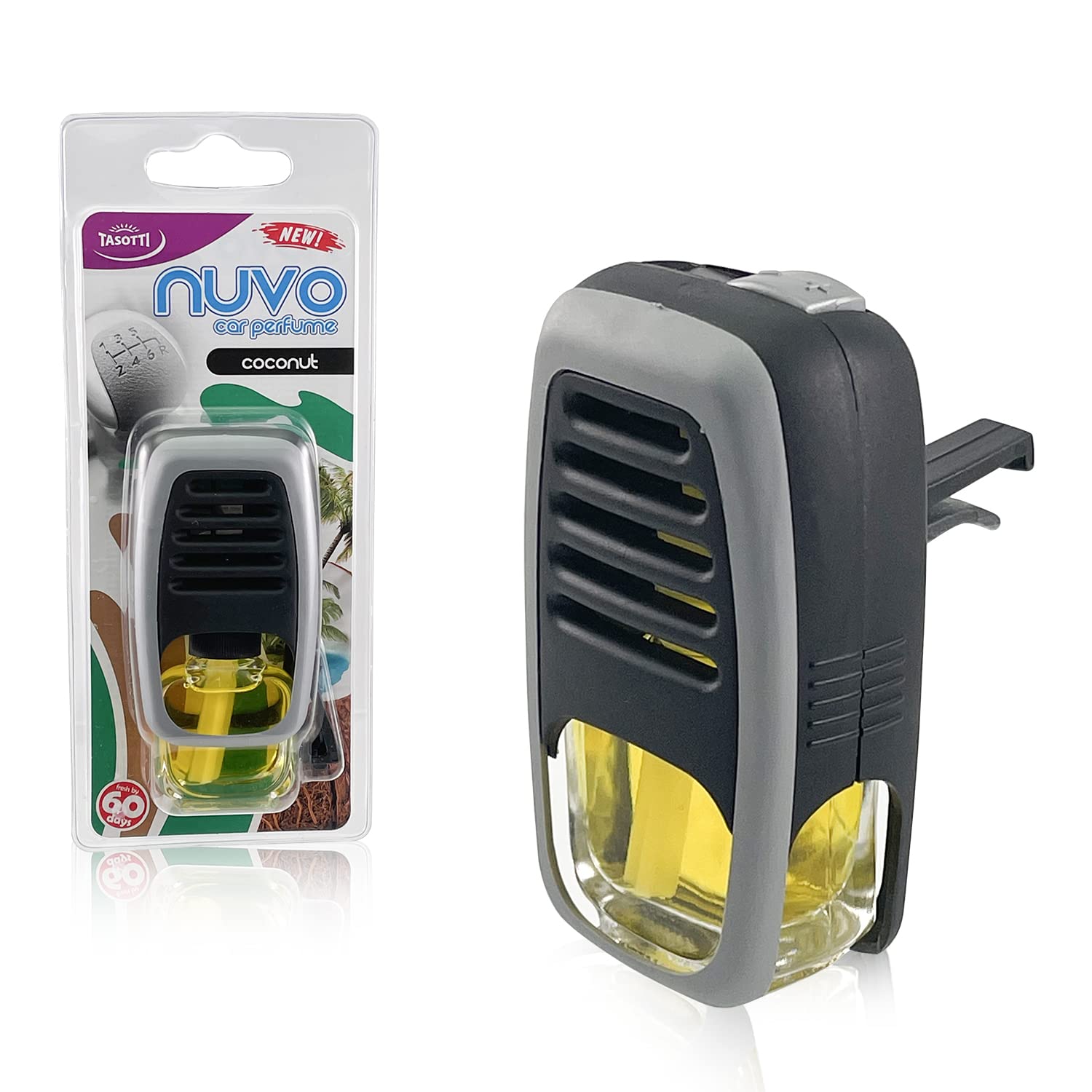 Premium Car Air Freshener & Odor Eliminator - Long Lasting Coconut Scent | Nuvo Car Perfume Collection | Ideal for Cars, Trucks & RVs | Eliminates Smoke, Pet & Food Odors