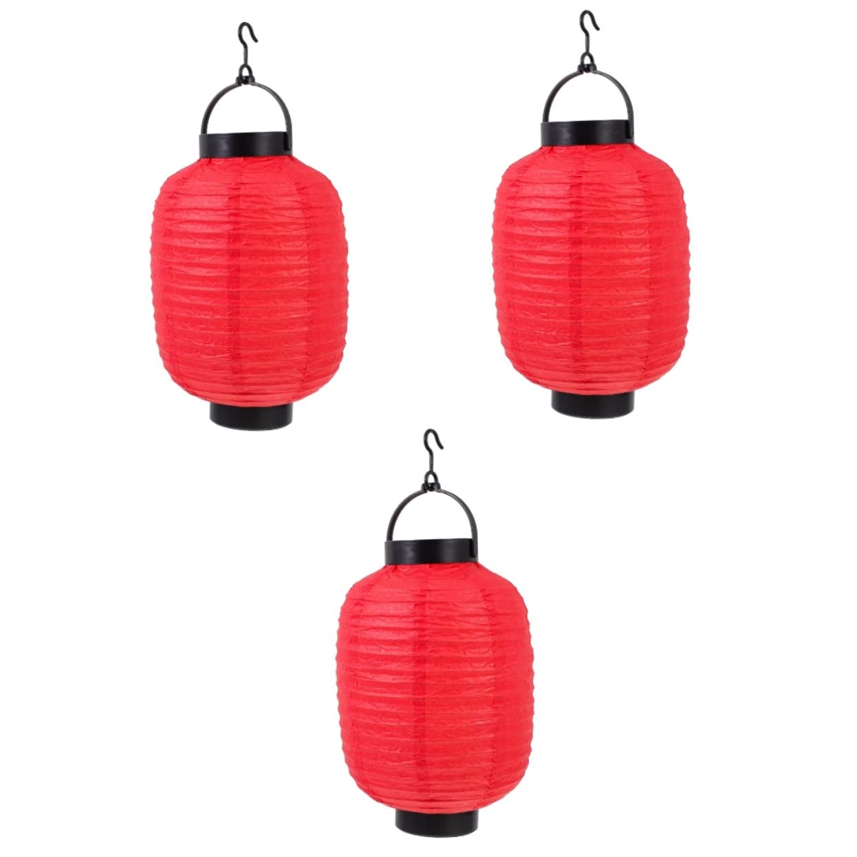 Bestoyard 3-Piece Japanese Style Winter Melon Paper Lanterns - Red Chinese Festival Lanterns for Restaurant Decor, DIY Home Decoration, Sushi Shop & Outdoor Events (White Silk) | Perfect for Asian-Themed Parties, Wedding Decor & Garden Lighting