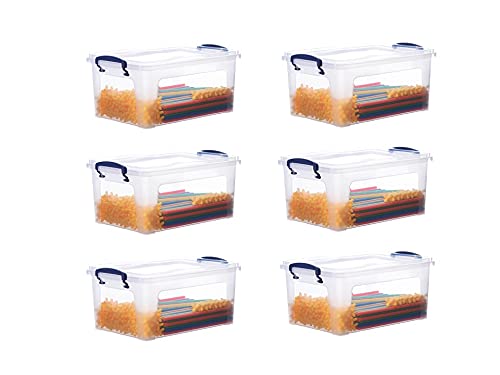 Superior Clear Plastic Storage Bins with Lids - 6 Pack Stackable Organizing Containers (6 Qt) - BPA Free, Non-Toxic, Odorless for Home, Office & Dorm - Perfect for Closet, Pantry, Toy & Craft Organization