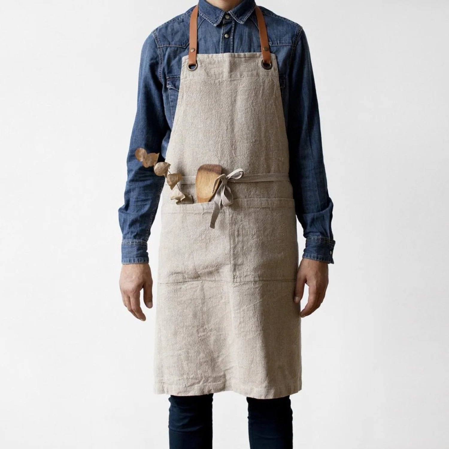 Premium Linen Kitchen Apron for Women & Men - Natural Organic Cotton Chef Apron with Pockets - Perfect for Cooking, Baking, Grilling & Hosting