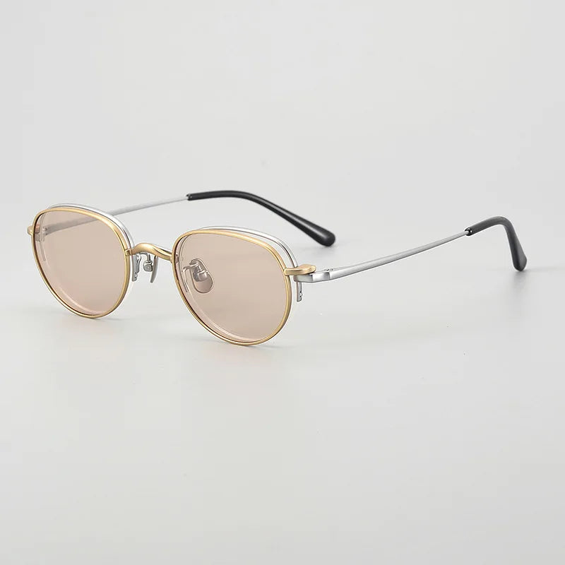 Stylish Black Semi-Rimless Oval Titanium Eyeglasses for Women with Clip-On Sunglasses MK47 - Perfect for Outdoor Activities, Driving & Fashion Accessories