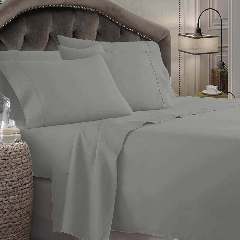 1800 Series King Size Microfiber Sheet Set - Soft, Breathable & Wrinkle-Free Grey Bedding for 50cm Mattress | Perfect for Luxury Hotels, Guest Rooms & Home Comfort