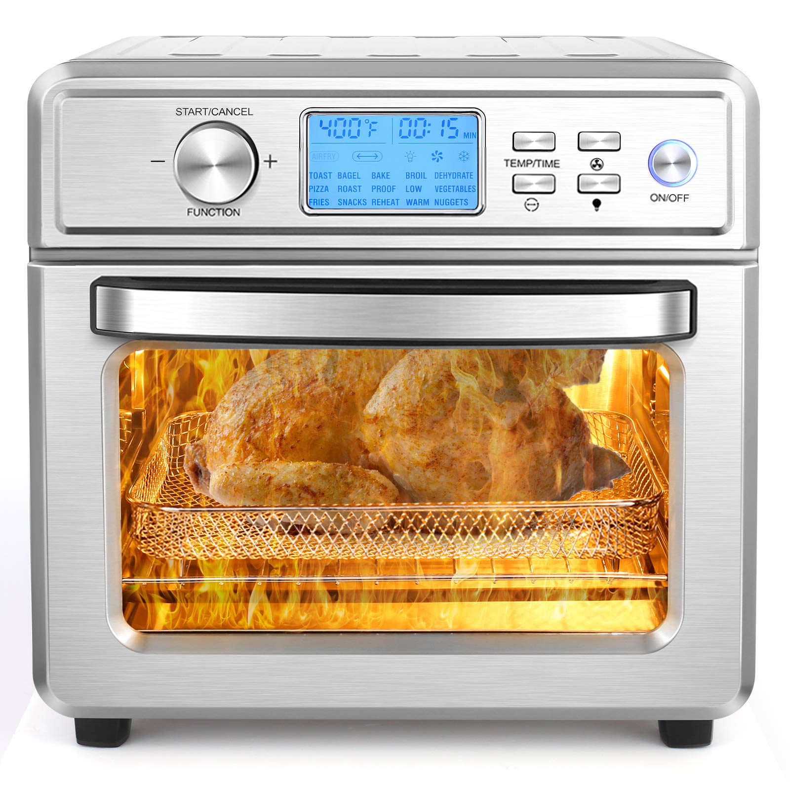 16-in-1 Multifunctional Air Fryer Oven by Nictemaw - 24QT Large Capacity, 1700W Powerful Electric Toaster Oven with LED Display & Precise Temperature/Time Control - Perfect for Baking, Roasting, Broiling, Rotisserie - Ideal for Family Cooking, Meal Prep & Healthy Air Frying