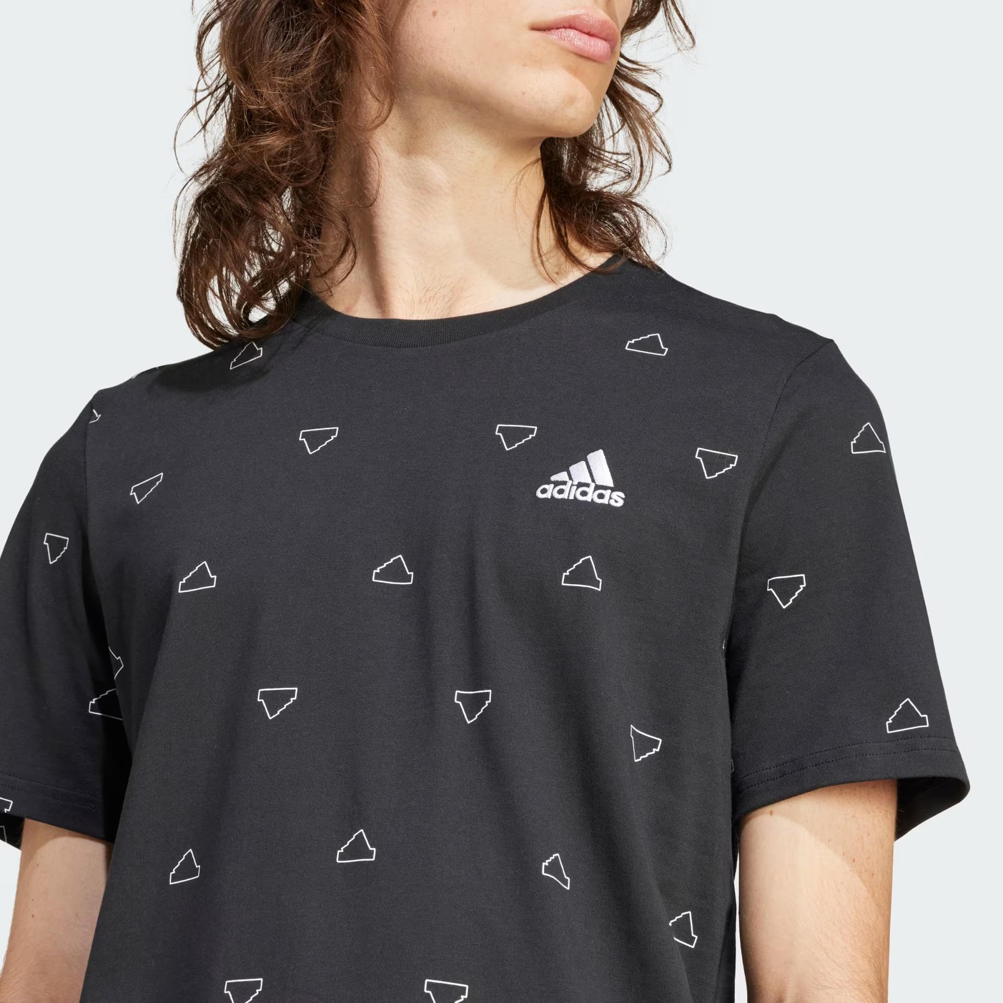 Adidas Men's Seasonal Essentials Monogram Graphic T-Shirt - Casual Comfort for Everyday Wear, Gym & Street Style