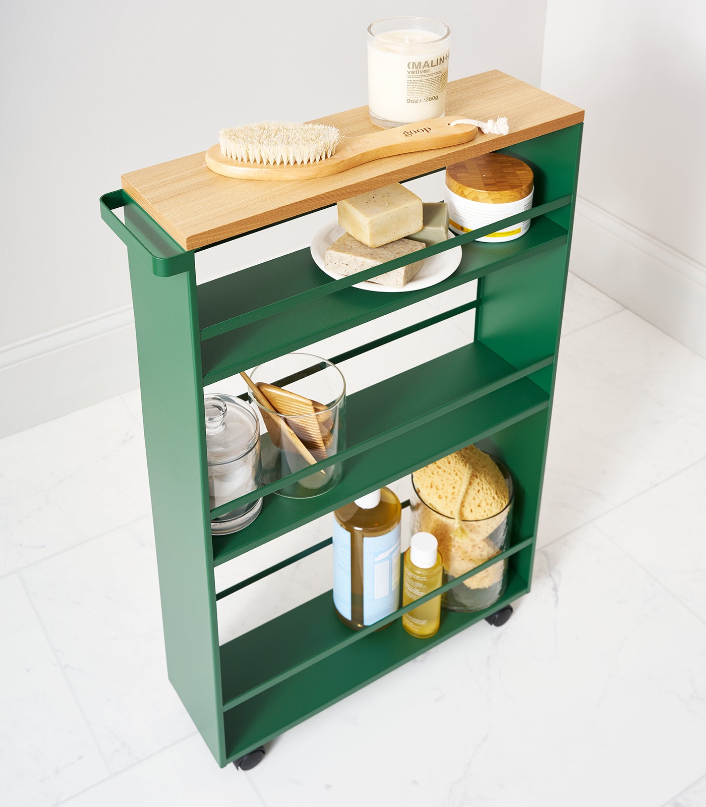 Compact Slim Storage Cart with Wheels - 32 Inch Height, Durable Steel Frame - Perfect for Kitchen, Bathroom, Office, or Garage Organization