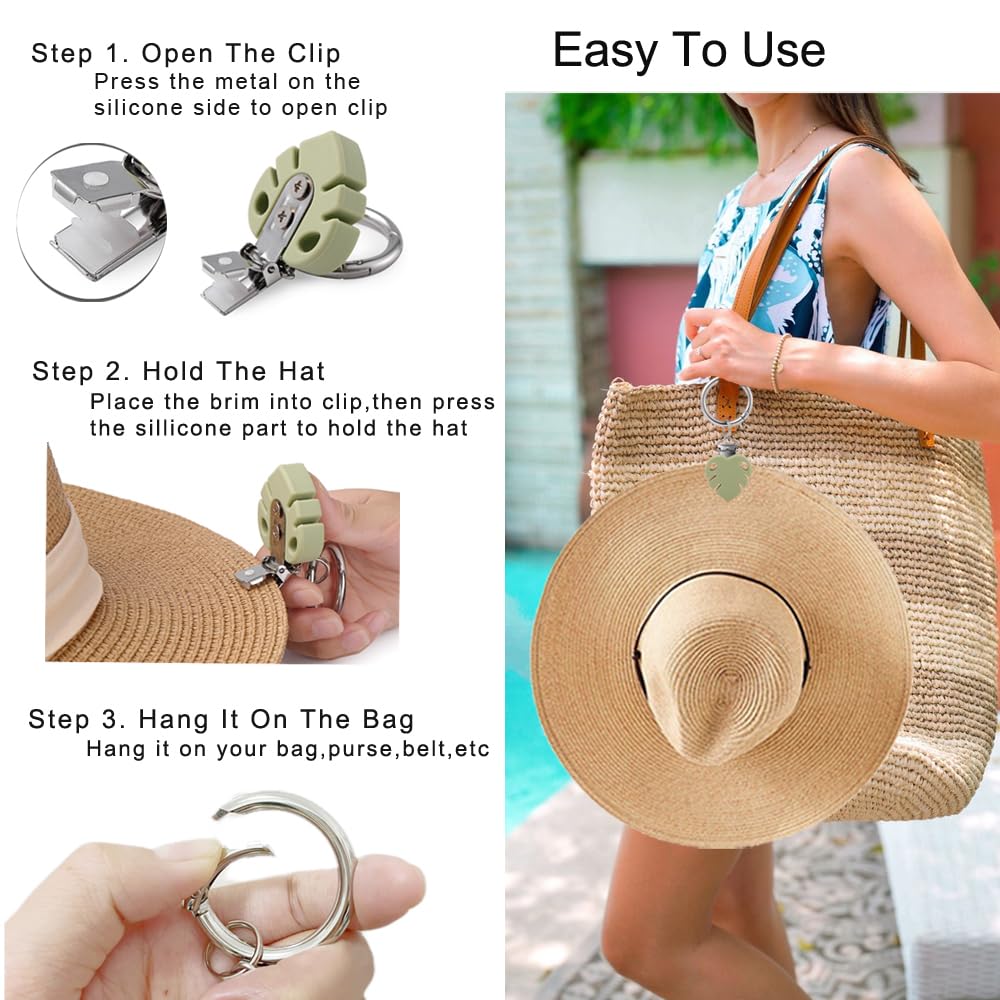 Multifunctional Hat Clip Holder for Travel Bags, Backpack, Luggage, Purse & Tote - Secure Hat Attachment Accessory for Women & Men (Leaf Green) - Perfect for Hiking, Camping, Beach & Airplane Travel
