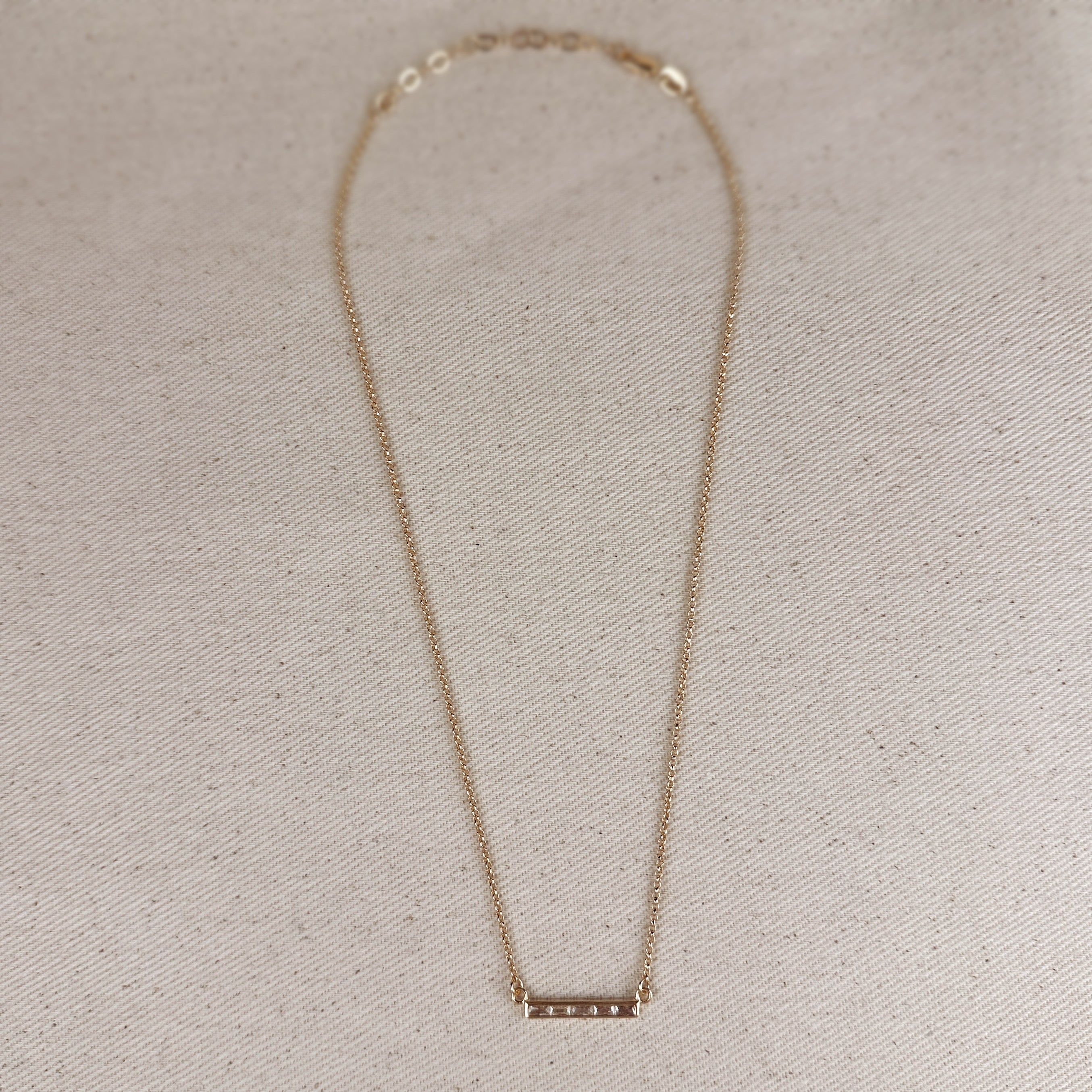 18K Gold Filled CZ Bar Necklace for Women - Dainty Minimalist Pendant Jewelry Gift for Birthday, Anniversary & Valentine's Day | Elegant Everyday Wear & Special Occasions