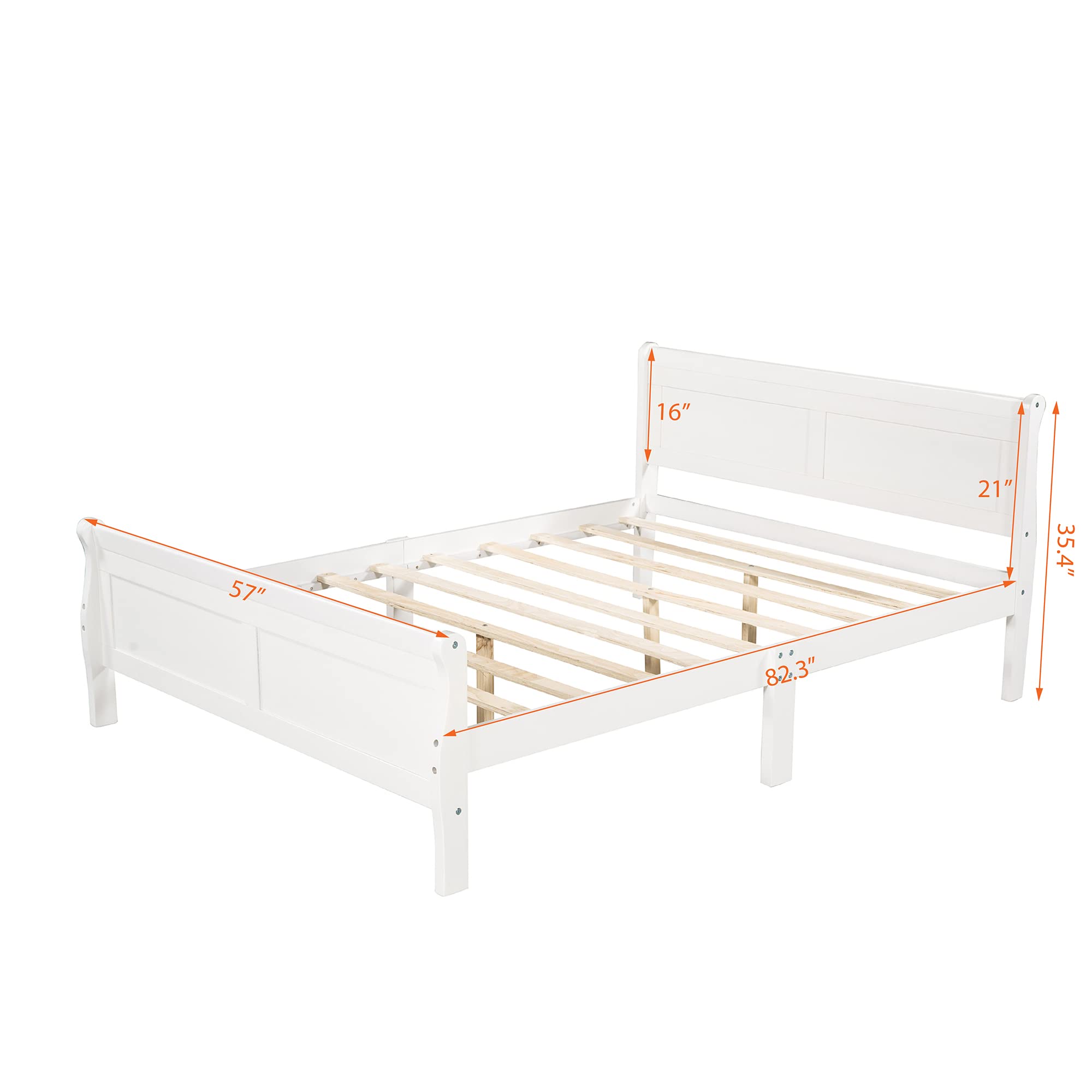 Harper & Bright Designs Full Size Wood Platform Bed Frame with Headboard & Slats - No Box Spring Needed - Sturdy Support Legs - Perfect for Bedrooms, Guest Rooms & Dormitories