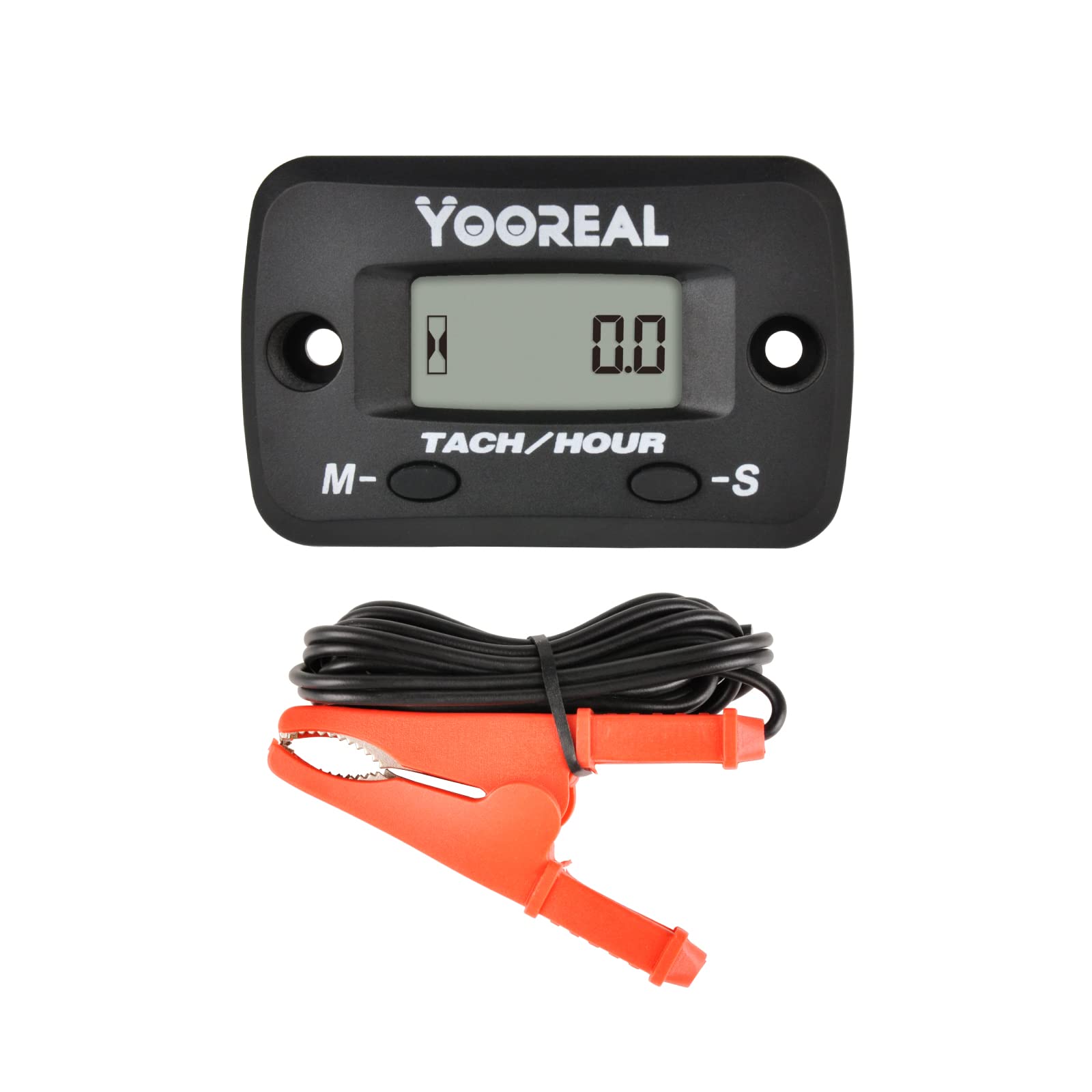 Yooreal Digital Hours Meter Tachometer with Clip - Replaceable Battery, Waterproof Engine Hour Counter for Lawn Mower, Brush Cutter, Generator, Air Compressor, Scooter, Chainsaw - Track Usage Time for Maintenance & Service Reminders