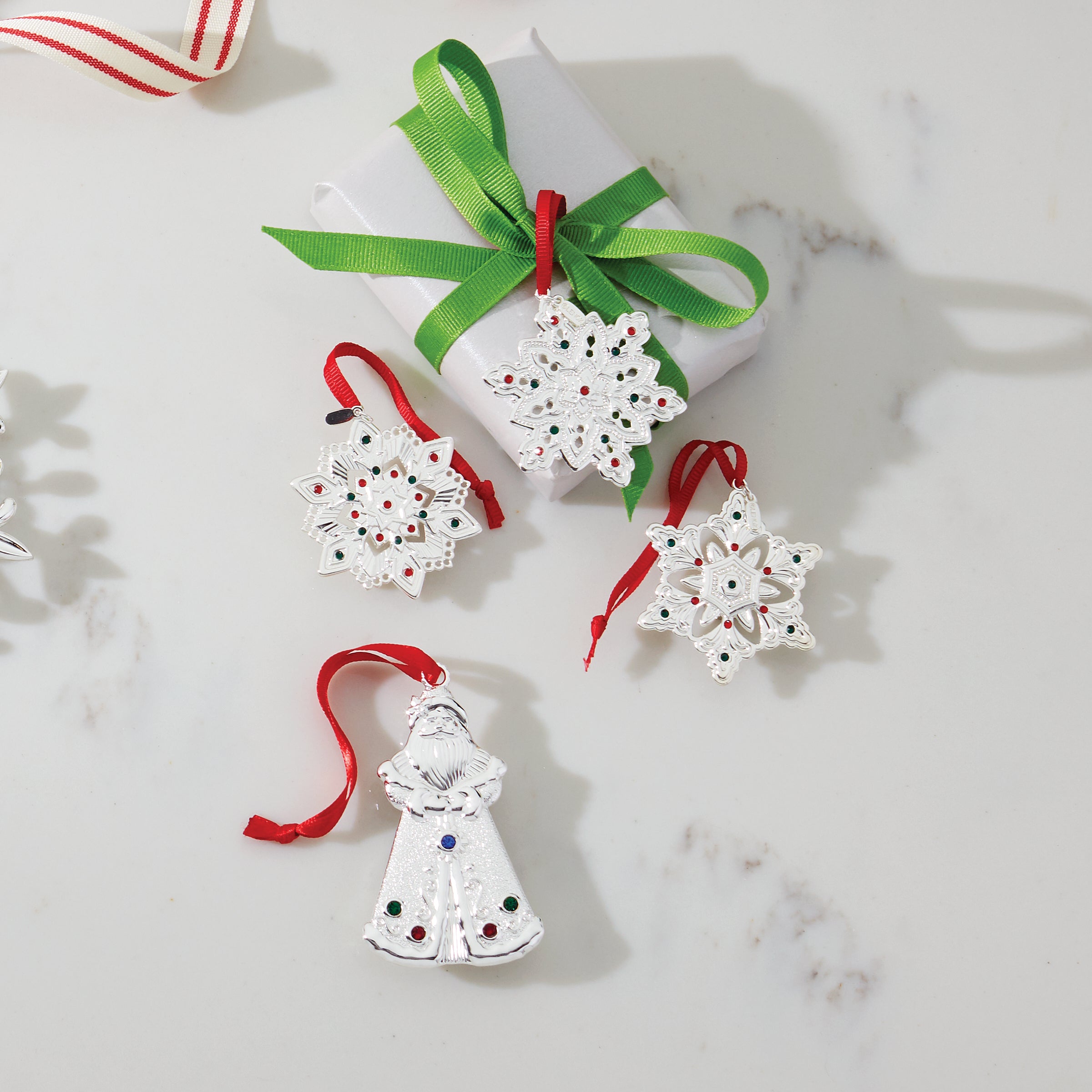 Sparkling Jeweled Santa Charm Ornament - Christmas Tree Decoration for Holiday Home Decor & Gift Giving