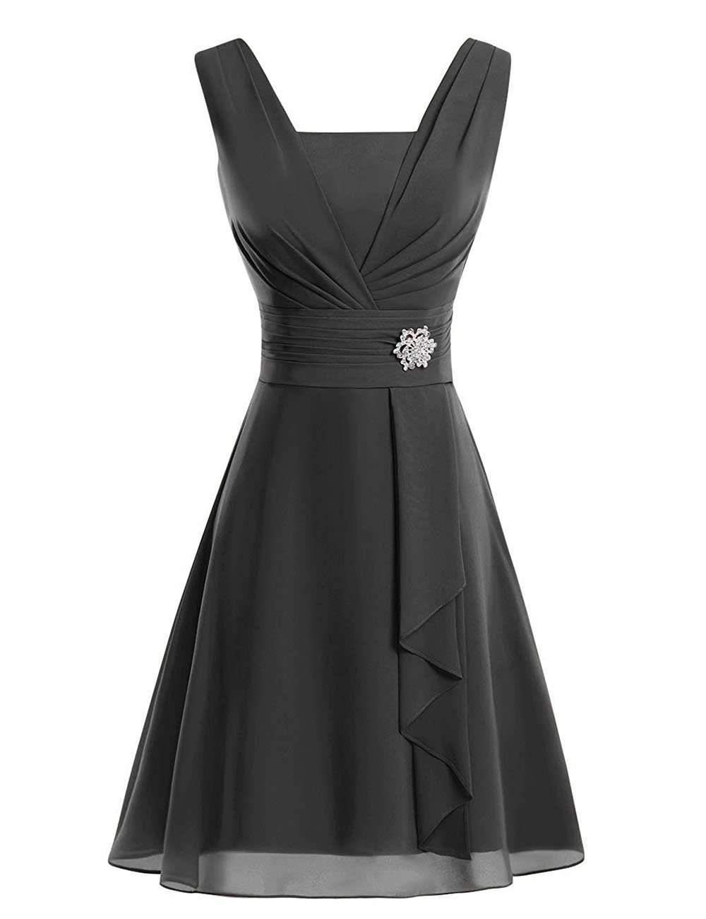 Elegant Chiffon V-Neck Mother of The Bride Dress - Short Wedding Guest Gown for Women - Perfect for Weddings, Parties & Special Occasions