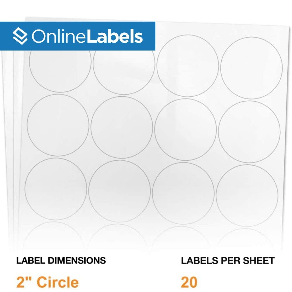 2 Inch White Glossy Round Labels - 500 Pack Circle Stickers for Inkjet Printers, 25 Sheets - Perfect for Address Labels, Jar Labels & DIY Crafts