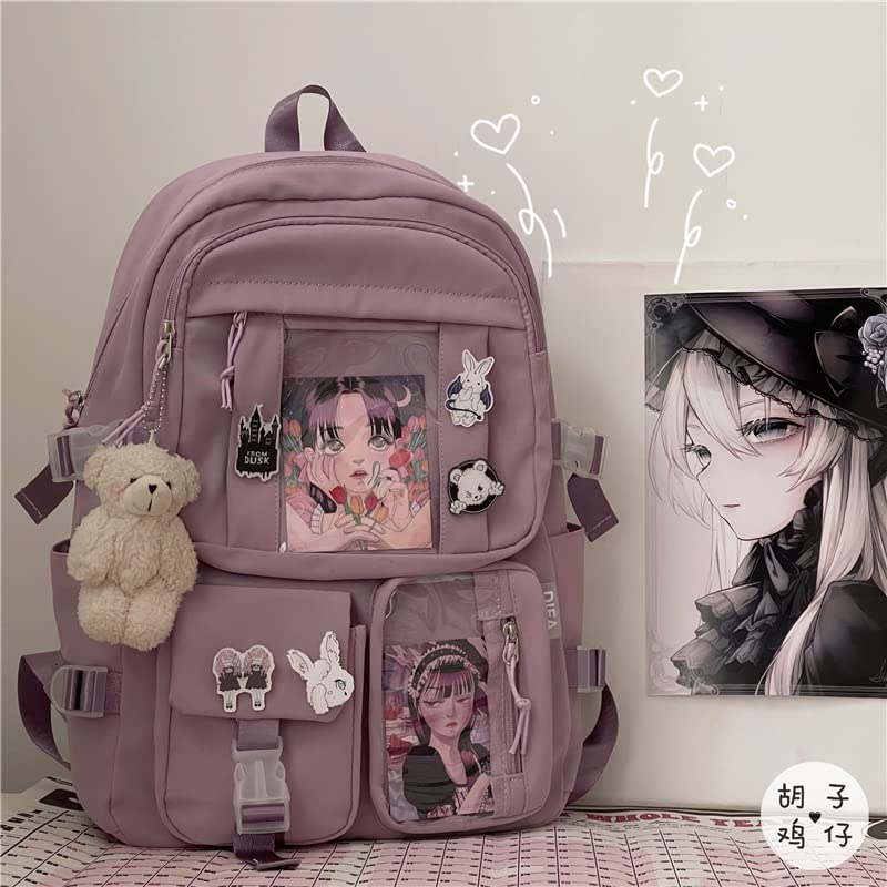 Cute Goth Anime Backpack with Plushies - Kawaii Ita Bag Japanese Style Lolita Accessories for Cosplay, School & Travel