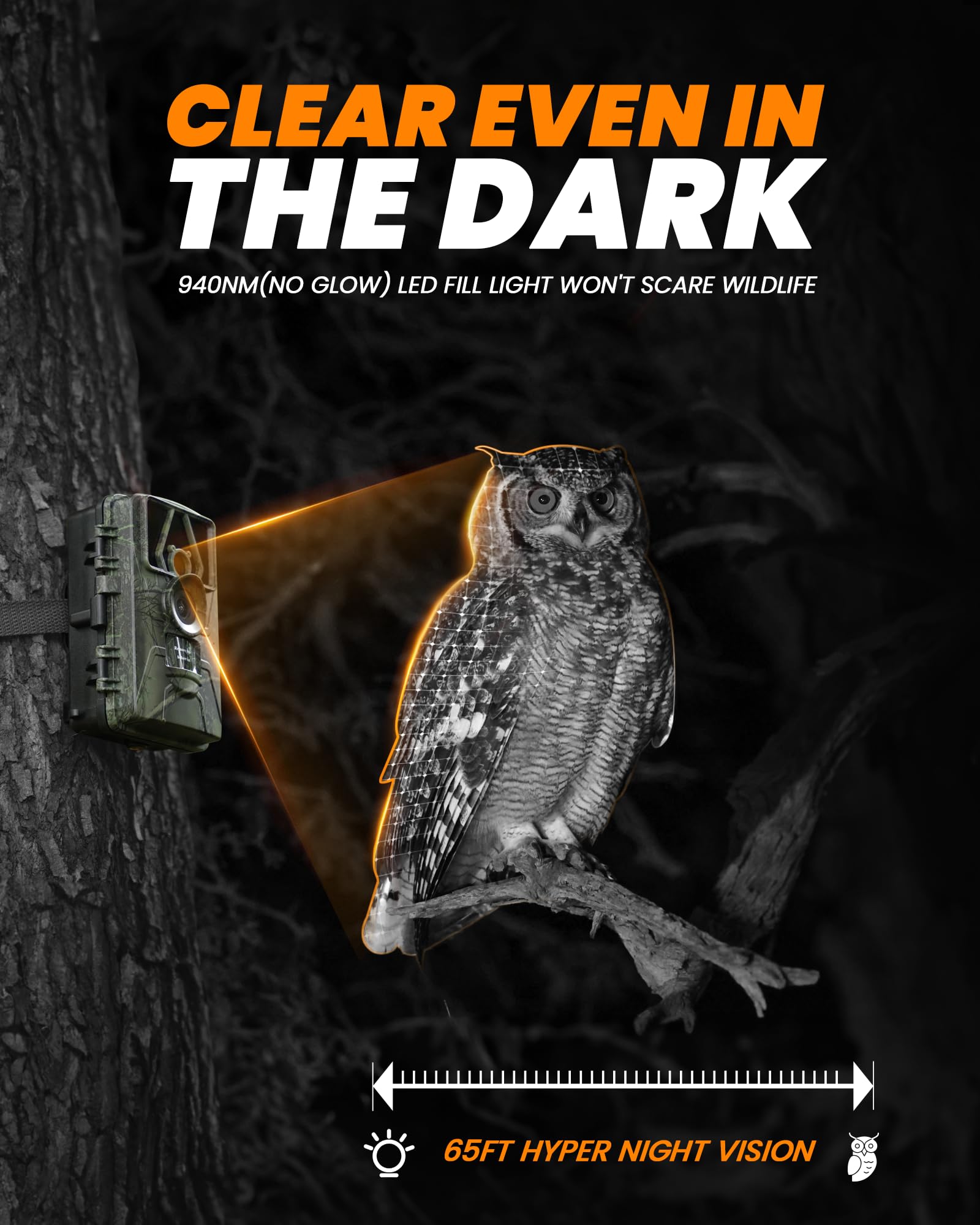 60MP/8K WiFi Trail Camera - No Glow Night Vision, Waterproof, 0.05s Trigger Motion Activated Hunting Game Camera for Wildlife Deer Scouting, Home Security Monitoring & Outdoor Surveillance - Perfect for Backyard, Forest, and Property Protection