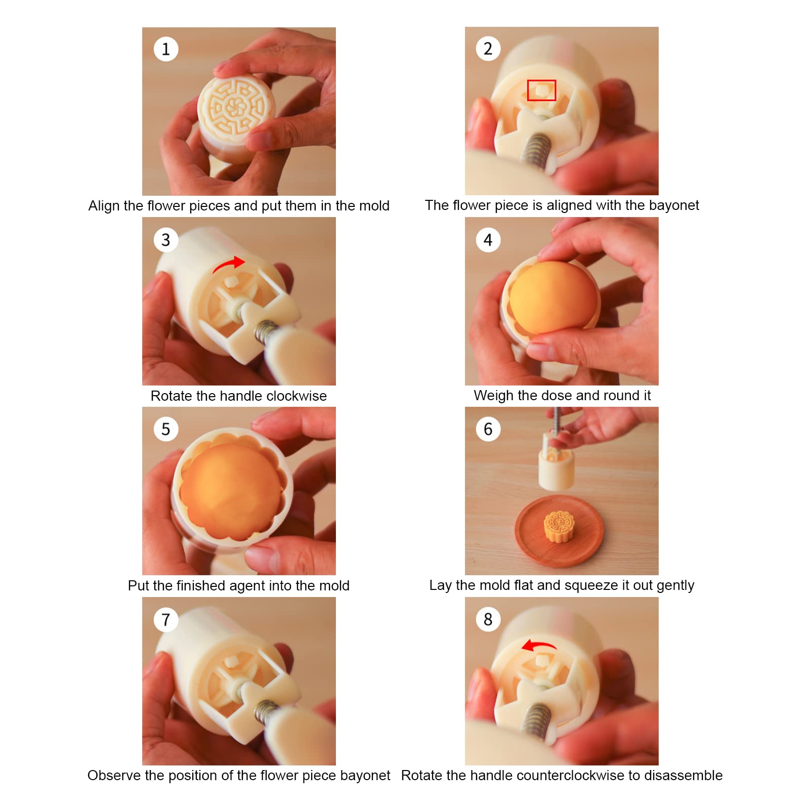 Bear Footprint Mooncake Press Molds - 2Pcs Hand Press Cookie Stamps for Mooncakes, Pastry & Cookies | DIY Baking Tools for Mid-Autumn Festival & Holiday Treats