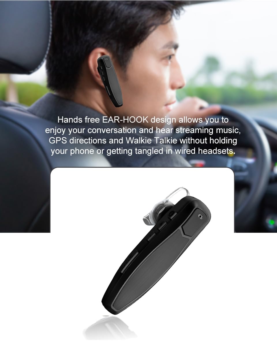 Bluetooth Walkie Talkie Headset with Noise Cancelling Mic - Compatible with BaoFeng, Kenwood, Btech Radios (UV-K5, UV-5R, BF-F8HB) - Hands-Free Communication for Security, Construction & Outdoor Activities (Updated Version)