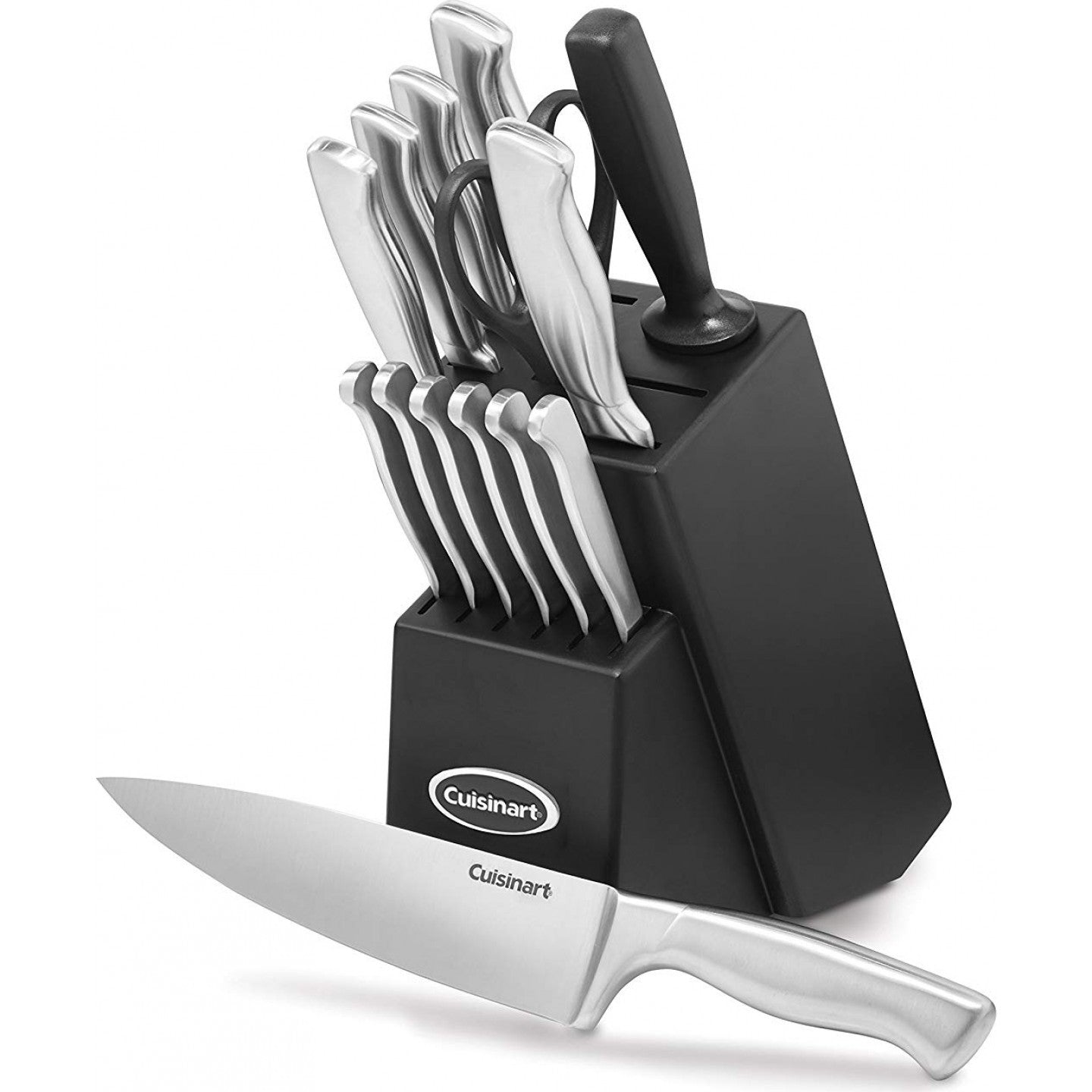 Premium CUISINART 15-Piece Stainless Steel Knife Block Set with Sharpener - Professional Kitchen Cutlery for Chopping, Slicing & Dicing - Perfect for Home Chefs & Cooking Enthusiasts