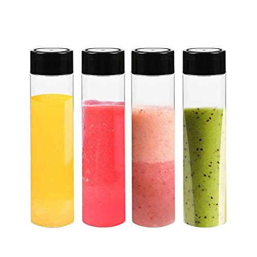 Vipolish 2-Pack 12oz (350ml) Clear Plastic Juice Bottles with Black Lids - Empty Smoothie Bottles for Juice, Milk & Homemade Drinks - Perfect for Meal Prep, Healthy Beverages & On-the-Go Hydration