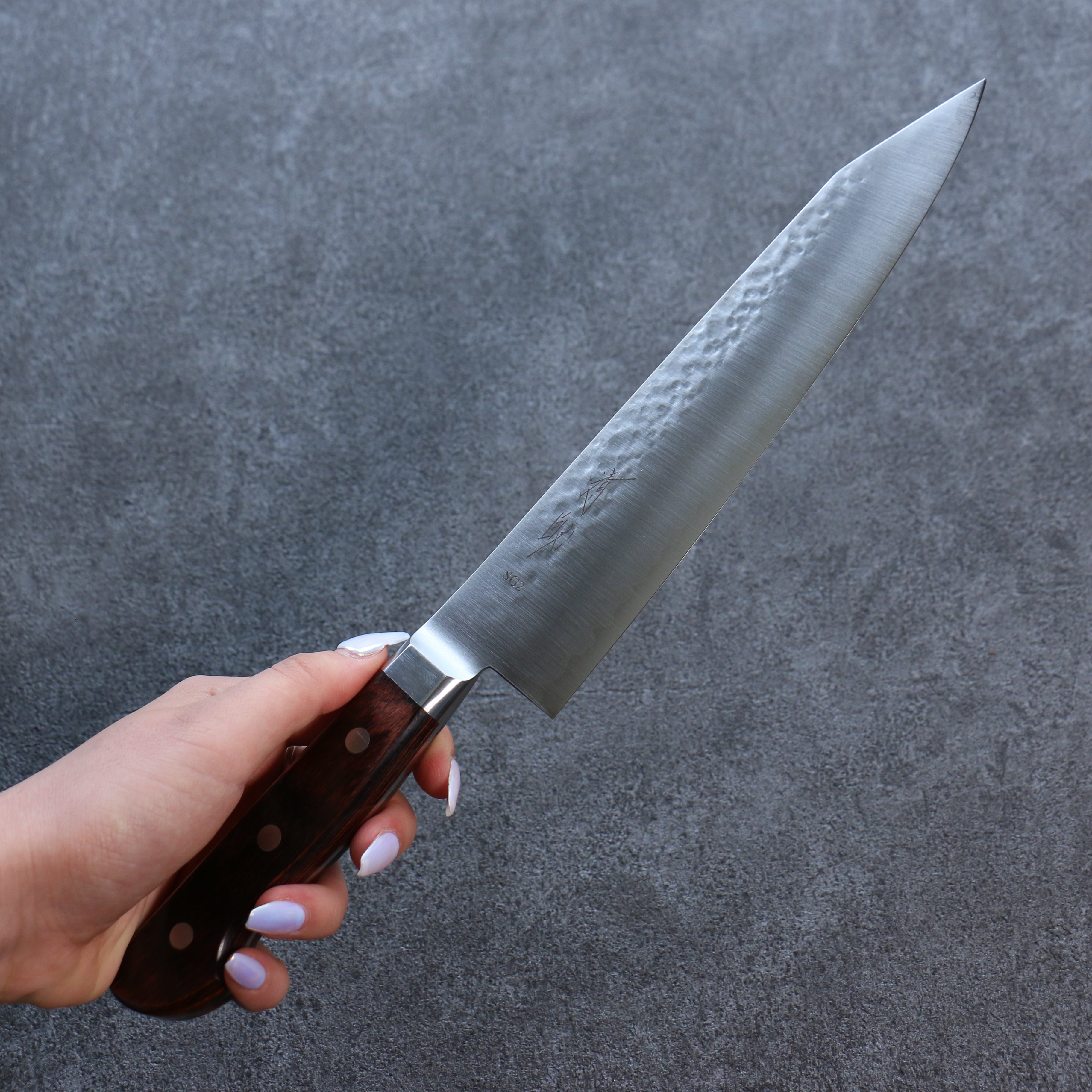 Premium Seisuke SG2 Hammered Kiritsuke Gyuto Japanese Chef Knife 210mm with Mahogany Handle - Perfect for Sushi, Sashimi & Precision Cutting