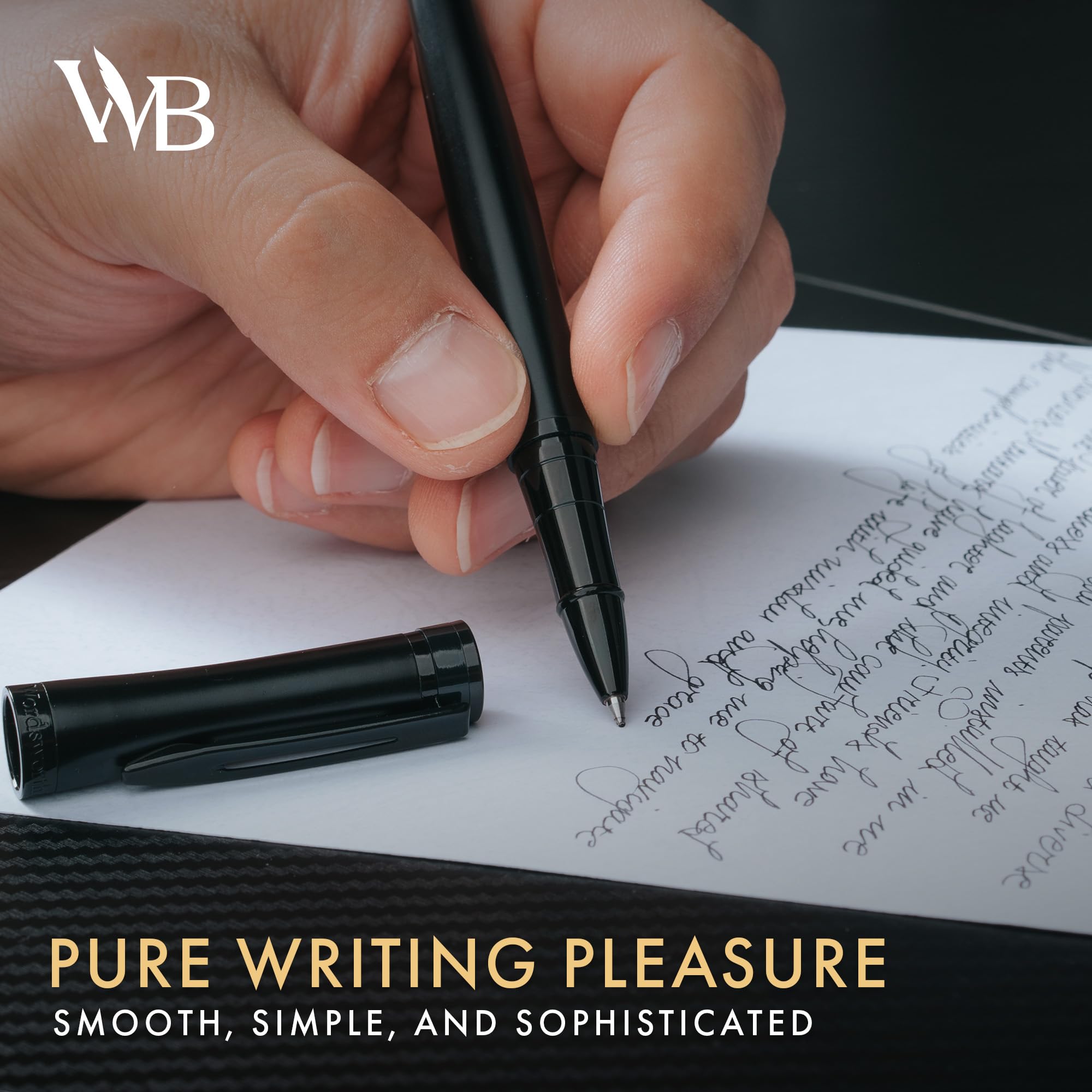 Wordsworth & Black Luxury Rollerball Pen - 24K Gold Finish & Black Lacquer - Refillable Ink Pen for Professionals - Elegant Gift for Men & Women - Perfect for Office, Business Meetings & Executive Writing