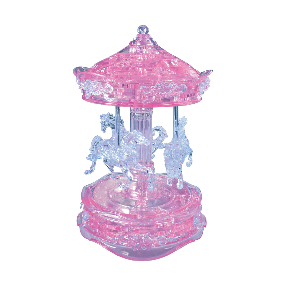 BePuzzled Deluxe Pink Carousel 3D Crystal Puzzle - 83 Piece Brain Teaser for Adults & Teens - Perfect for Stress Relief, Home Decor & Gift Giving