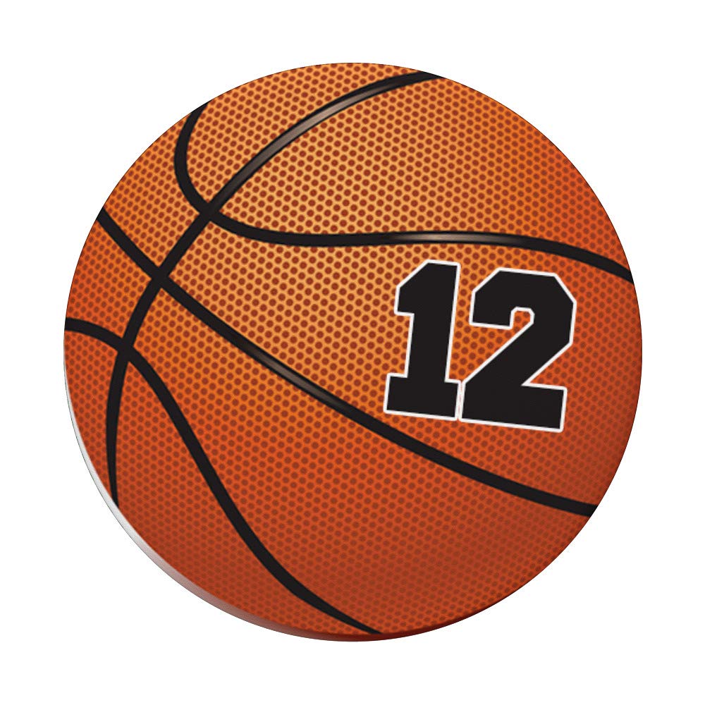 Basketball Fan #12 Jersey No. 12 Basketball Pop Grips - Swappable PopSocket for Phones & Tablets - Perfect for Game Days & Everyday Use