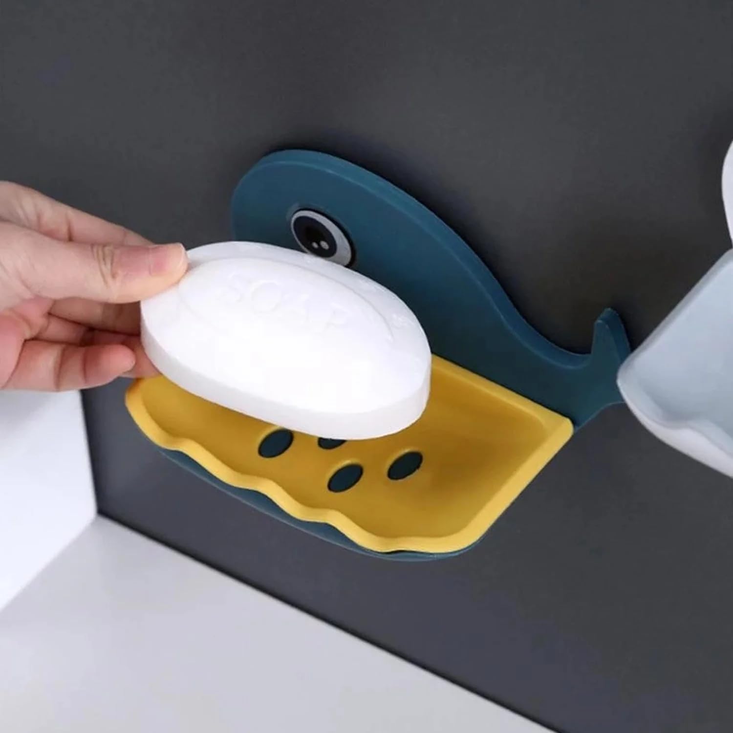 UCRAVO 2 Pack Kids Soap Dish with Suction Cup - Plastic Self Draining Soap Holder for Shower Wall, Fish Shaped Bathroom Soap Tray - Perfect for Kids Bathroom, Nursery, and Travel Use