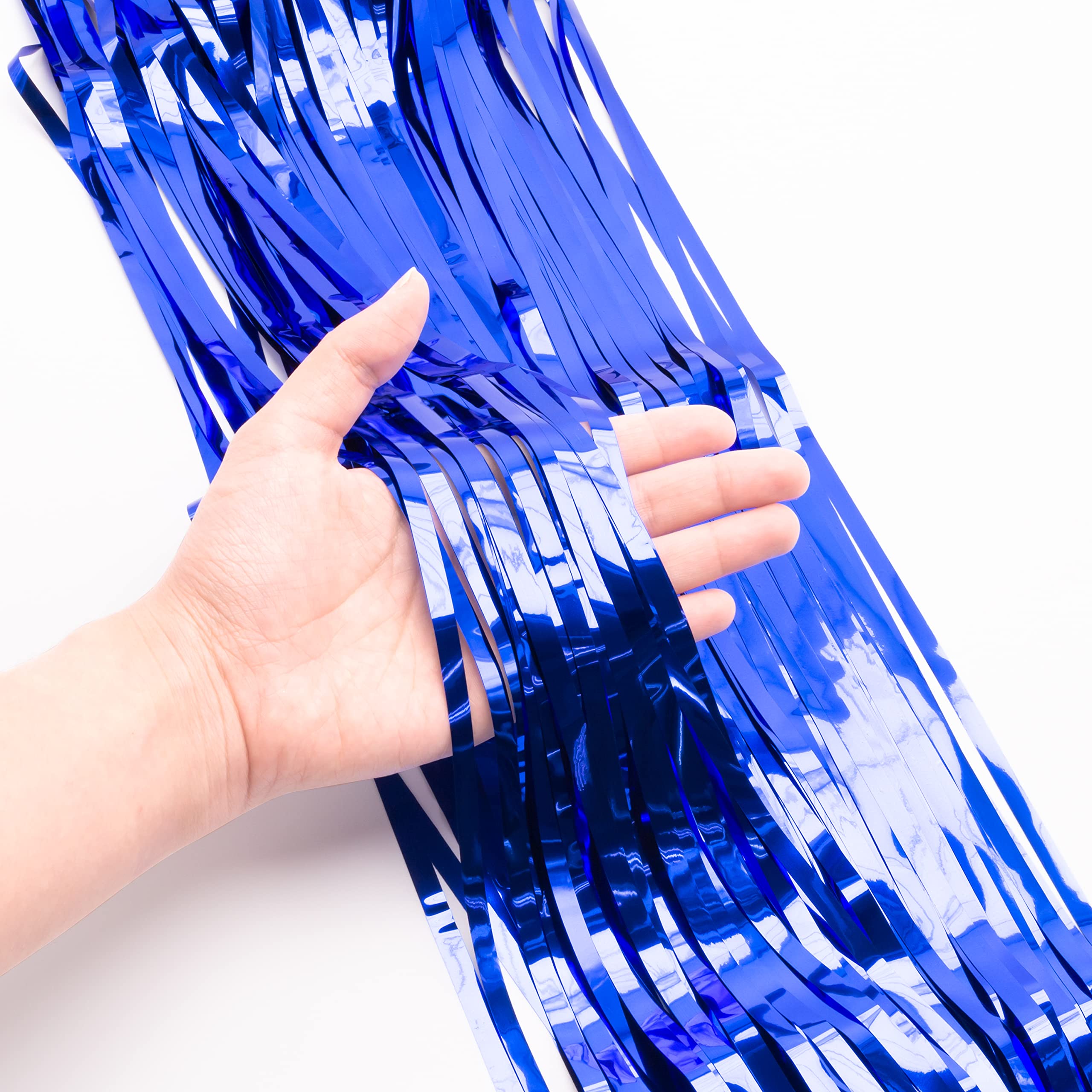 Blue Fringe Curtains & Circle Garlands - Boho Party Decorations for Wedding, Graduation, Bridal Shower, Bachelorette, Ramadan & Birthday | Backdrop Streamers & Banner for Indoor/Outdoor Events