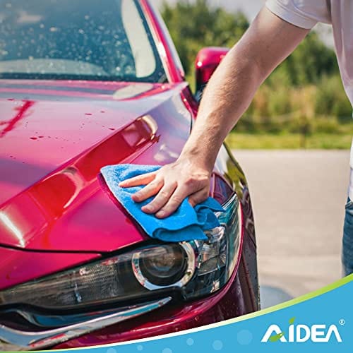AIDEA 12-Pack Microfiber Cleaning Cloths - Super Soft, Absorbent, Lint & Streak Free - Multi-Purpose Cleaning Towels for Car, Kitchen, Windows, House Cleaning (12x12 Inches) - Perfect for Auto Detailing, Dish Drying & Glass Cleaning