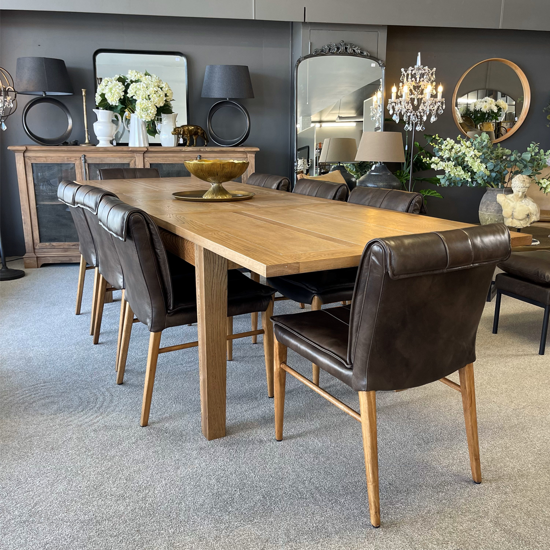 Premium Maxson Brown Leather Dining Chair with Sturdy Wooden Legs - Elegant & Comfortable Seating for Home, Restaurant, or Office Dining Areas