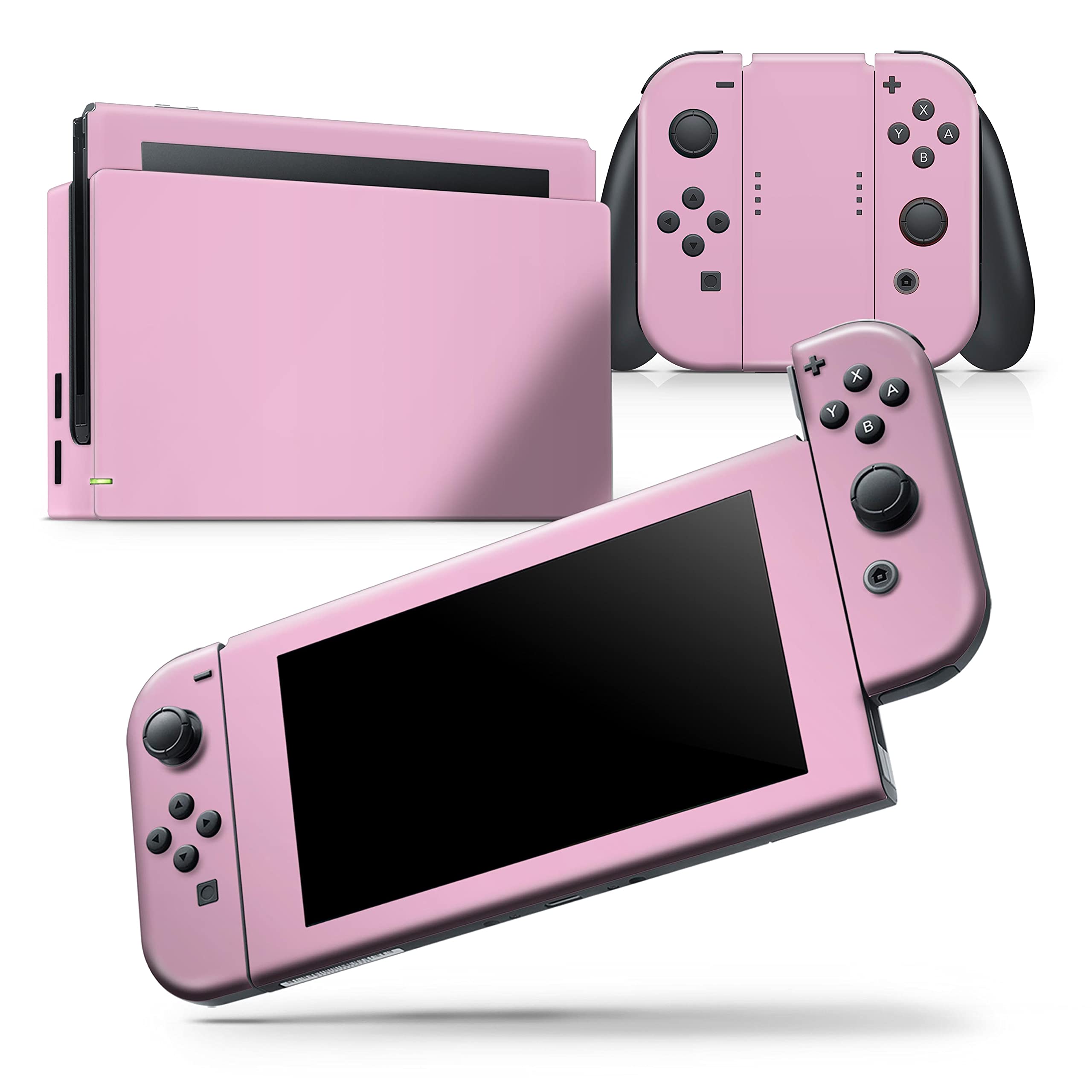 Nintendo Switch Console Skin Decal - Pink Pastel Vinyl Wrap Cover Scratch-Resistant Removable Protective Bundle - Perfect for Gaming, Travel & Customization