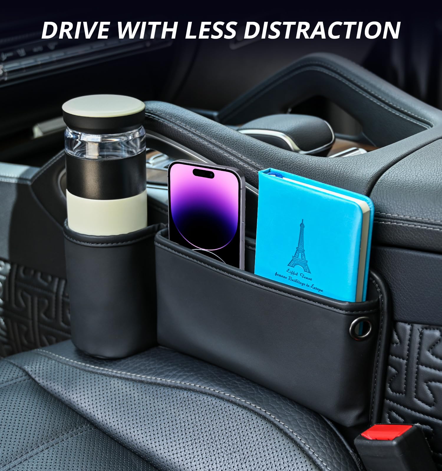 Premium Car Seat Gap Filler Organizer - 3-in-1 Multifunctional Car Accessory with Cup Holders & Storage Pockets | Perfect for Holding Phone, Keys, Sunglasses & Small Essentials | Ideal for Road Trips, Commuting & Family Travel