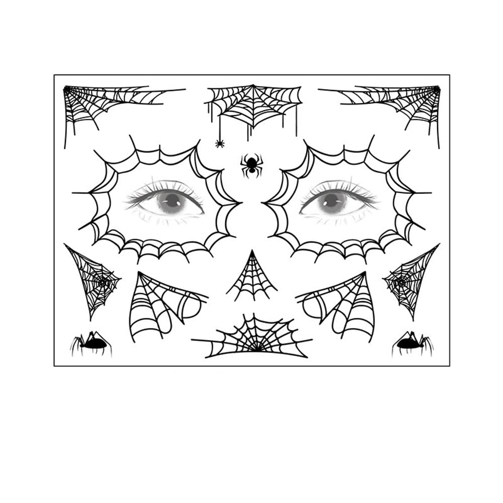 Spider Web Face Temporary Tattoo Stickers - Halloween Eye Decoration Makeup for Men, Women, Boys & Girls (12.5x17cm) | Perfect for Halloween Parties, Cosplay, and Themed Events