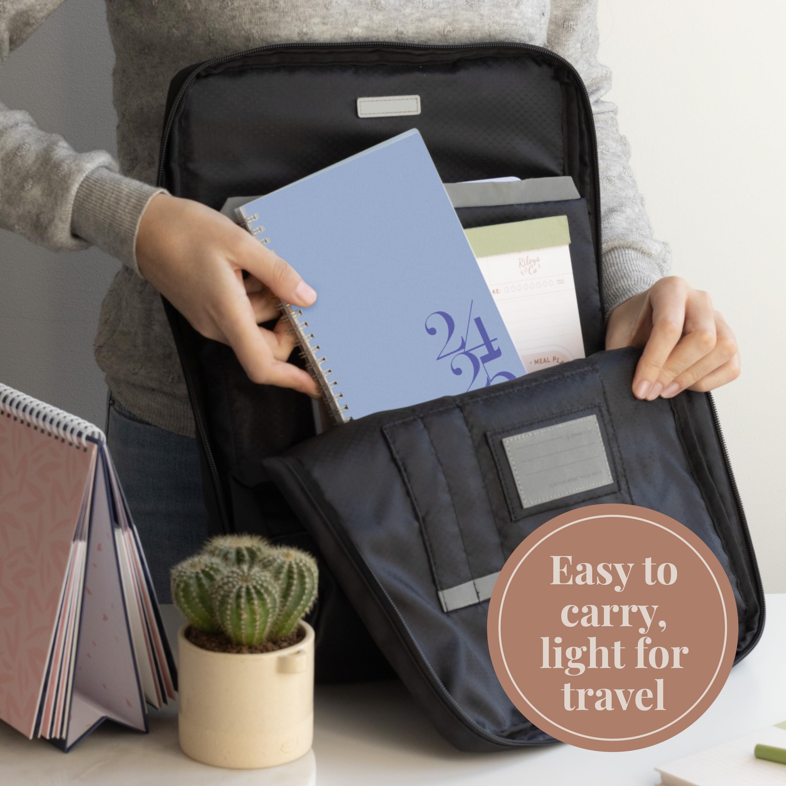 Riley's 2024-2025 Academic Planner - 18-Month Weekly & Monthly Organizer with Durable Cover, Notes Pages, Twin-Wire Binding (8x6 Inch, Blue) - Perfect for Students, Professionals & Goal Tracking