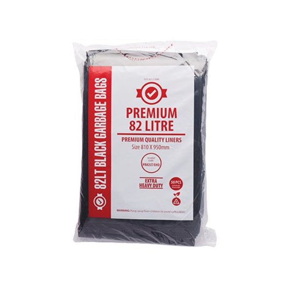 Premium Extra Heavy Duty 82Lt Black Trash Bags - Large Capacity Garbage Bags for Kitchen, Office, and Outdoor Use