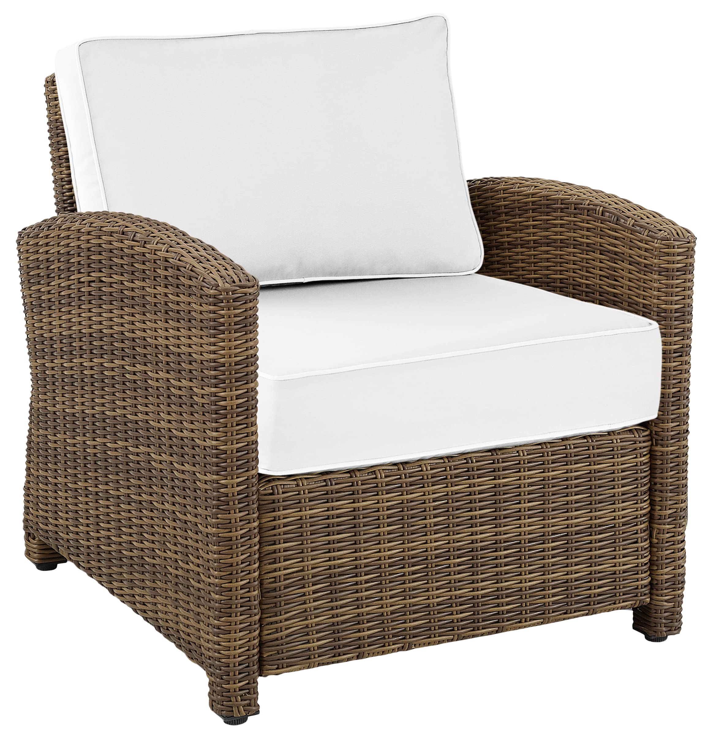 **Crosley Bradenton Outdoor Wicker Patio Chair with Sunbrella Cushions - Brown All-Weather Furniture for Porch, Deck, Garden & Poolside Relaxation**