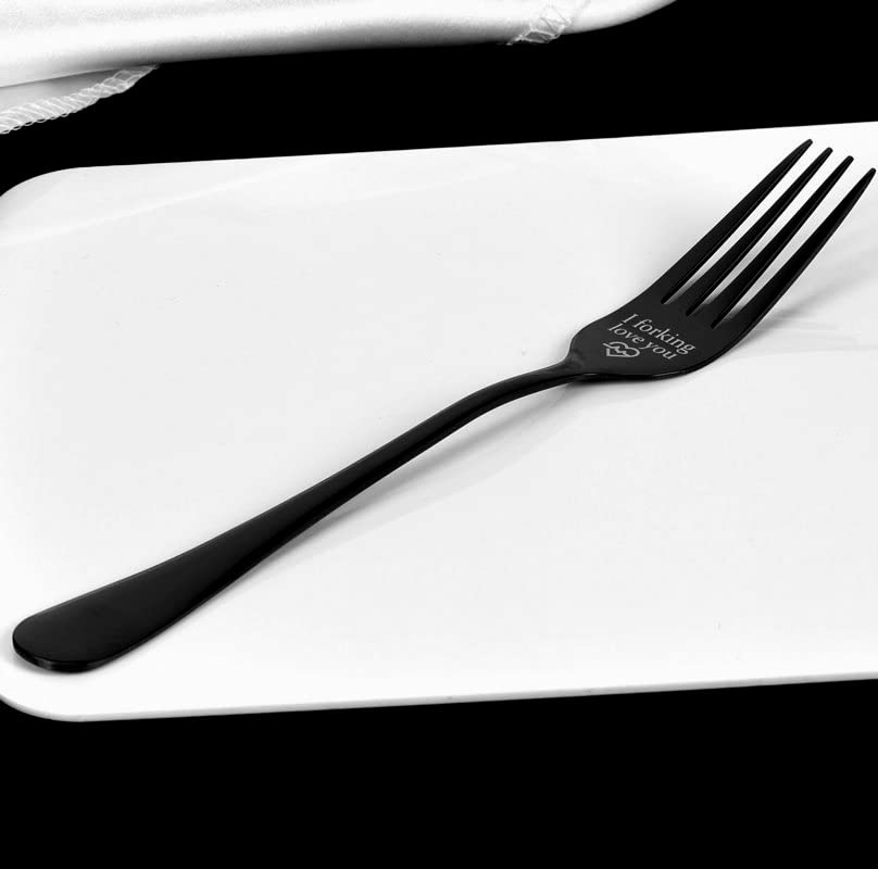 Funny 'I Forking Love You' Fork Set - Unique Anniversary & Birthday Gifts for Husband, Wife, Boyfriend, Girlfriend - Perfect Couples Gift for Christmas, Engagement & Romantic Dinners