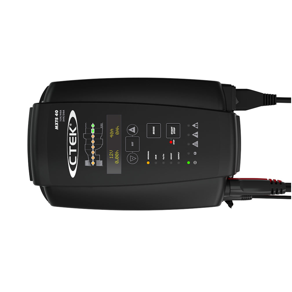 CTEK MXTS 40 Professional Battery Charger & Maintainer - 12V 40A for Cars, Motorcycles, Boats & RVs - Smart Charging with Temperature Compensation - Perfect for Winter Storage & Long-Term Vehicle Maintenance