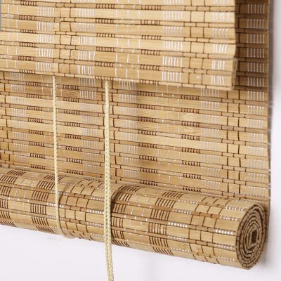 Premium Cordless Bamboo Window Shades - Natural Wood Roller Blinds with 6