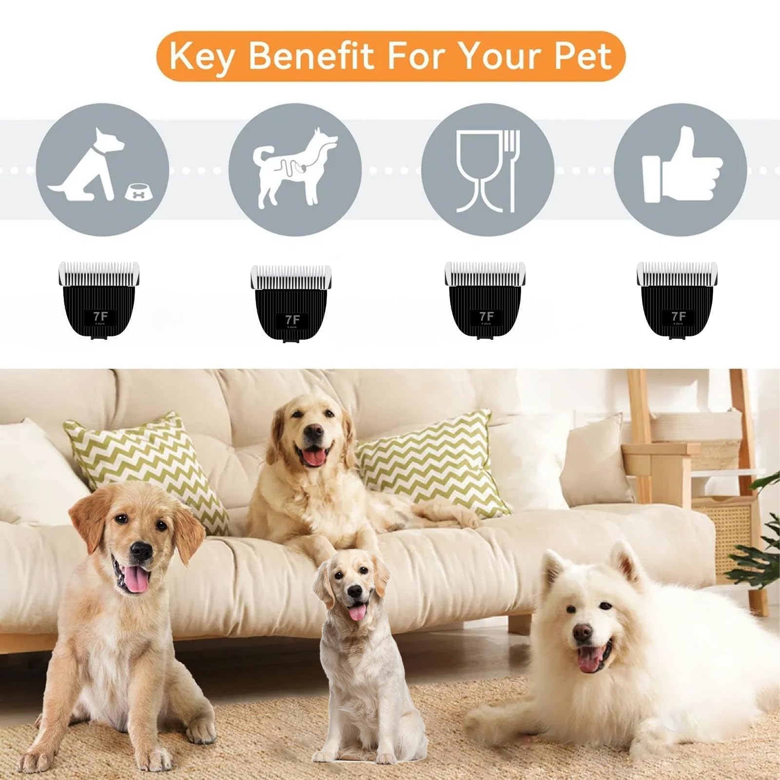 Replacement Blade for Nebot P1 Pro Pet Grooming Kit & Vacuum - 7F Size, 1/8
