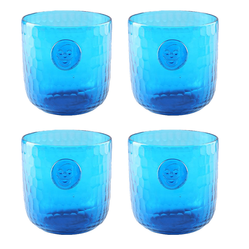 Skull Stamp DOF Glass - Turquoise Blue Art Glass for Home Decor, Gifts & Collectibles | Perfect for Halloween, Gothic Decor & Unique Gifts