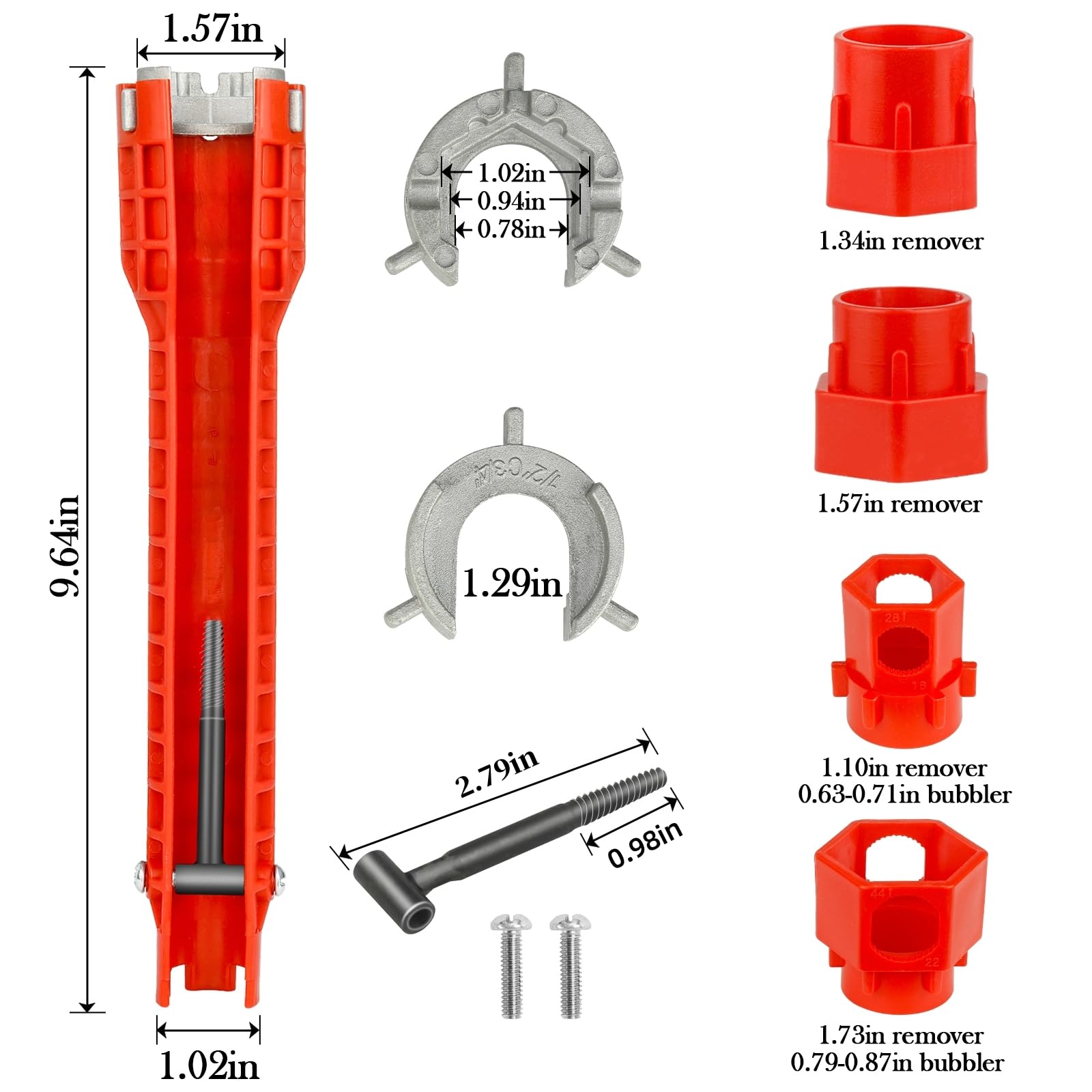 14-in-1 Multi-Functional Plumbing Wrench Tool for Faucet & Sink Installation - Basin Wrench, Pipe & Tub Drain Removal Nut Wrench (One Way) - Perfect for DIY Home Repairs, Professional Plumbing & Bathroom Renovations