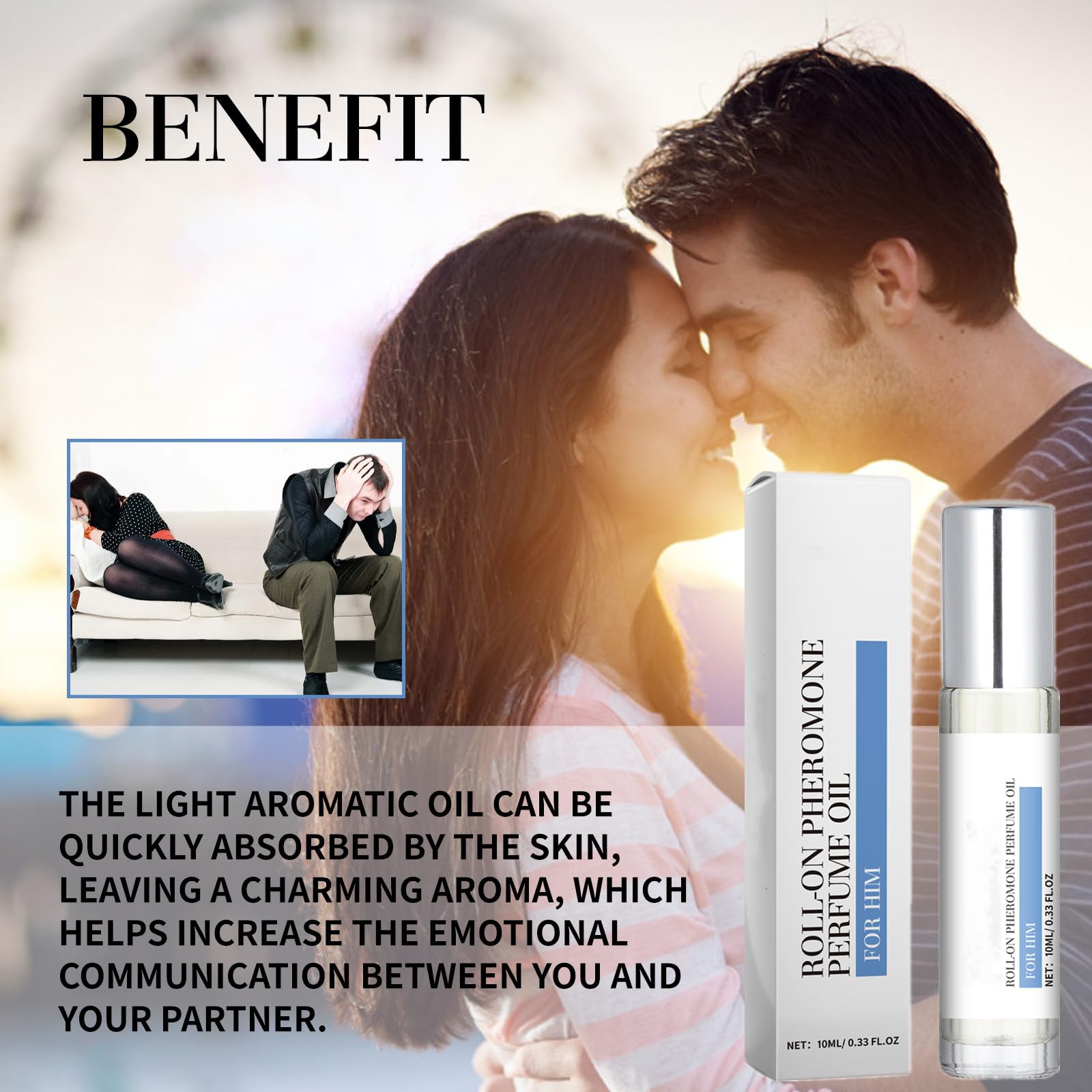 Men's Rose Perfume Oil - Long Lasting Cologne for Valentine's Day | Romantic Roll-On Fragrance Gift Set (3pc) | Perfect for Date Nights, Romantic Occasions & Special Gifts