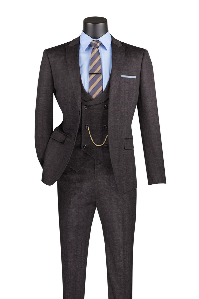 Milano Slim Fit 3-Piece Vested Suit for Men - Super Stretch Fabric | Business Formal Attire & Wedding Suits