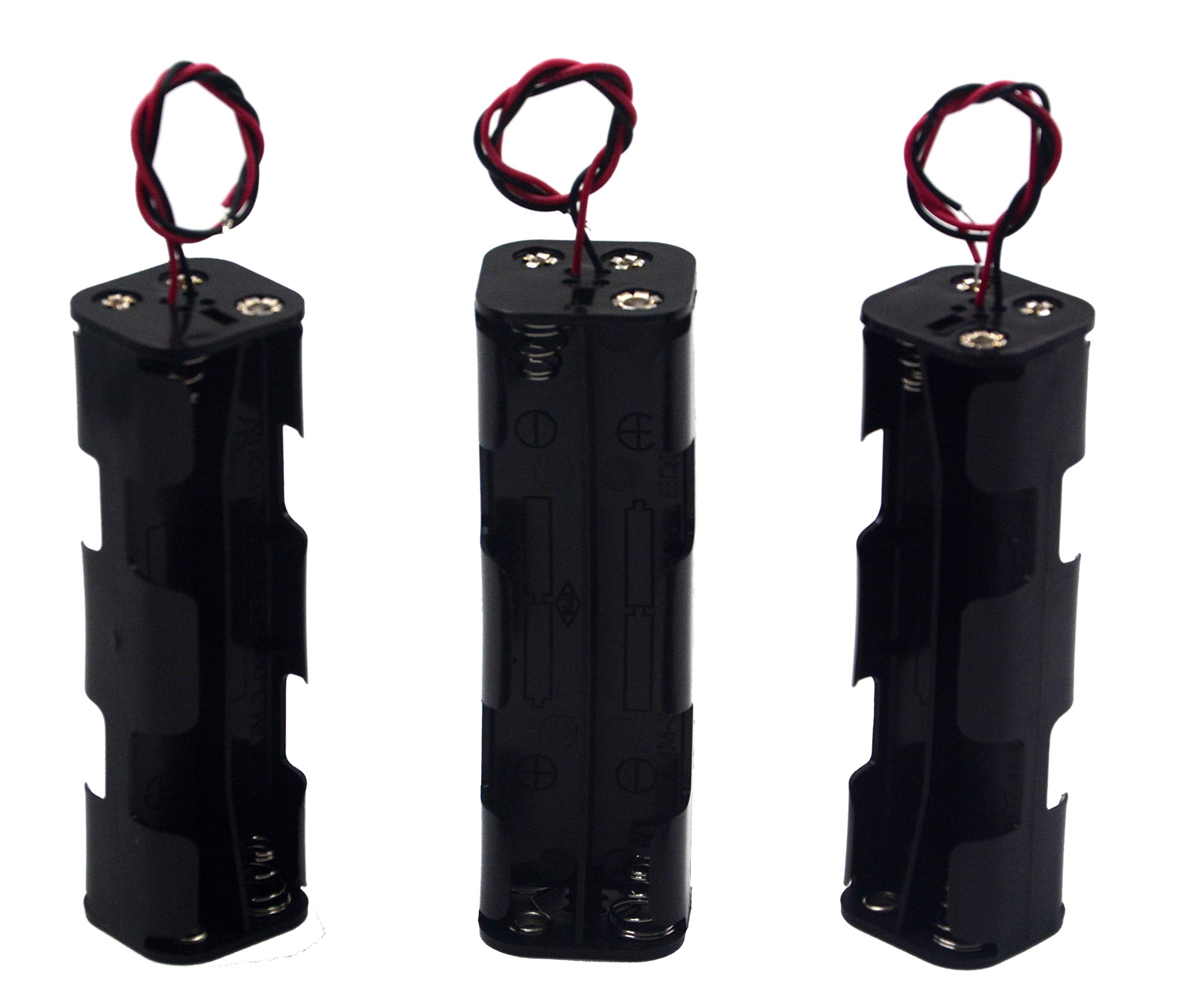 (3 Pack) 8 AA Battery Holder with 12V Output and Wire Leads - Perfect for DIY Electronics, Robotics Projects, and Power Supply Applications