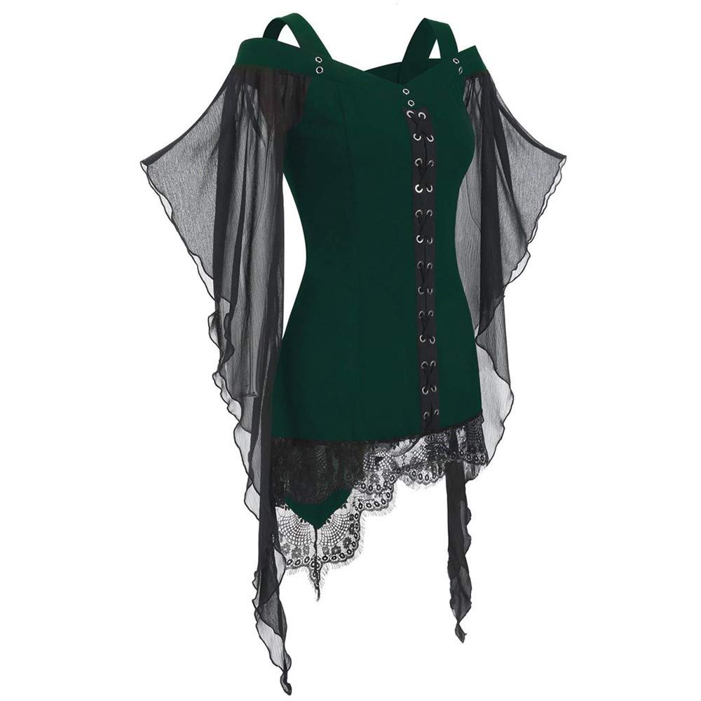 Gothic Lace Strappy Ruffle Dress for Women - Sexy Cold Shoulder Clubwear & Halloween Costume | Perfect for Night Out, Party, Cosplay and Special Occasions