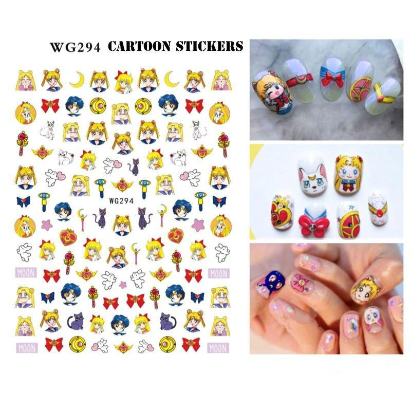 Cartoon Nail Art Stickers - Cute & Fun Self-Adhesive Nail Decals for Women & Girls - Perfect for Parties, Holidays, and Everyday Nail Art Designs