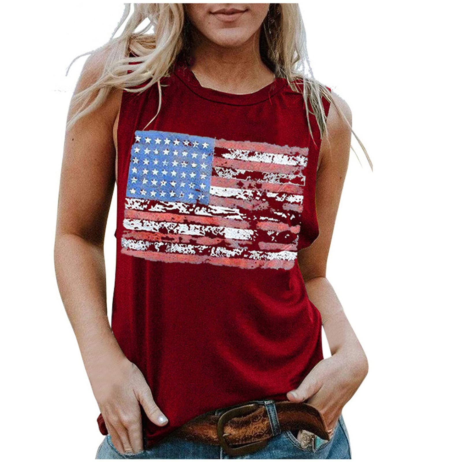 Women's Summer Tops Clearance - Patriotic American Flag Graphic Tank Tops for Women | Casual Wear, Beach Outfits & 4th of July Celebrations