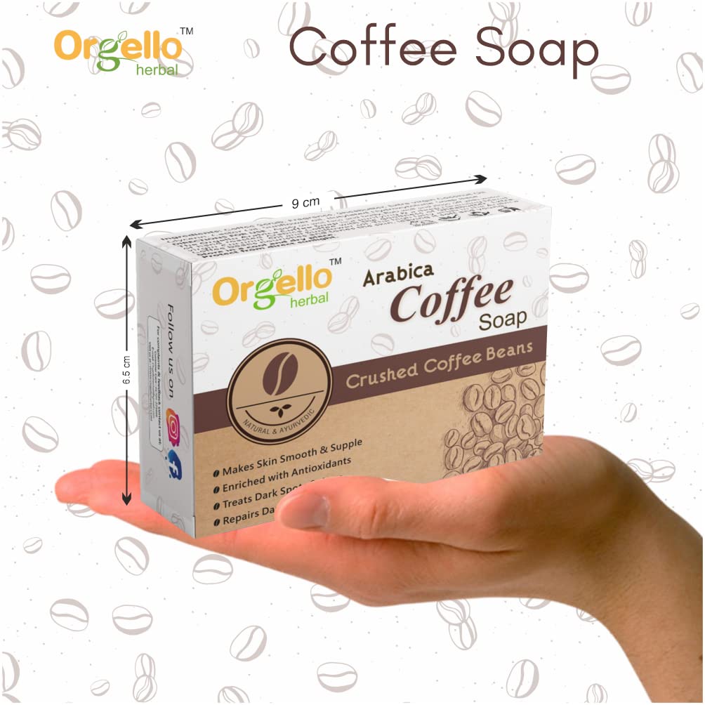 Orgello Herbal Arabica Coffee Soap (2 x 100g) - Natural Deodorant Soap for Men & Women with Anti-Pollution Effect - Deep Cleansing & Dirt Removal - Perfect for Daily Skincare & Travel