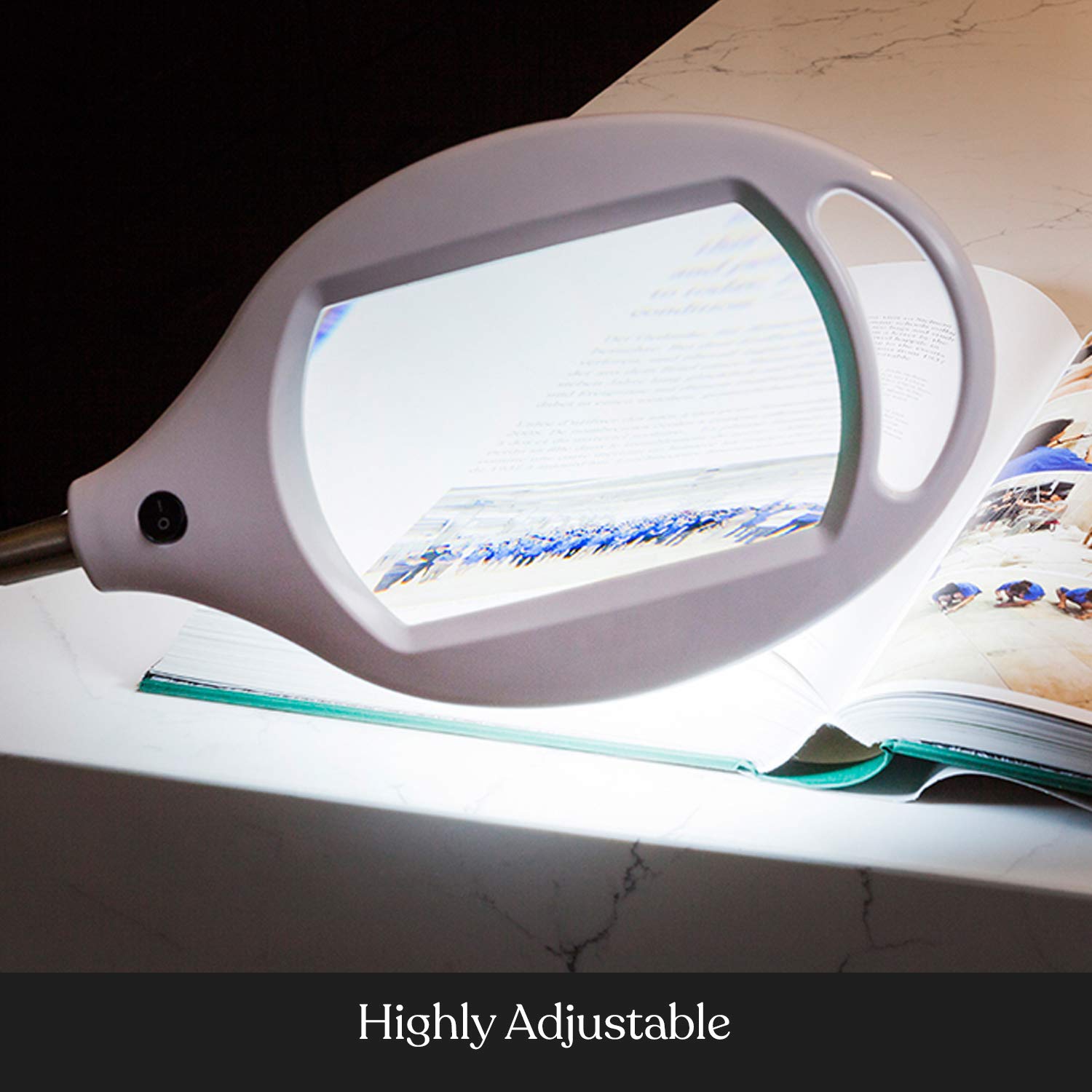 Brightech LightView Pro Magnifying Floor Lamp - Hands-Free LED Magnifier with Adjustable Gooseneck for Reading, Crafts & Hobbies - Bright Standing Work Light for Sewing, Jewelry Making & Detailed Tasks